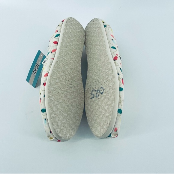 TOMS Belmont Women’s Size 7 Natural Tree Lights Print Holiday Christmas Flat NEW - Picture 8 of 11
